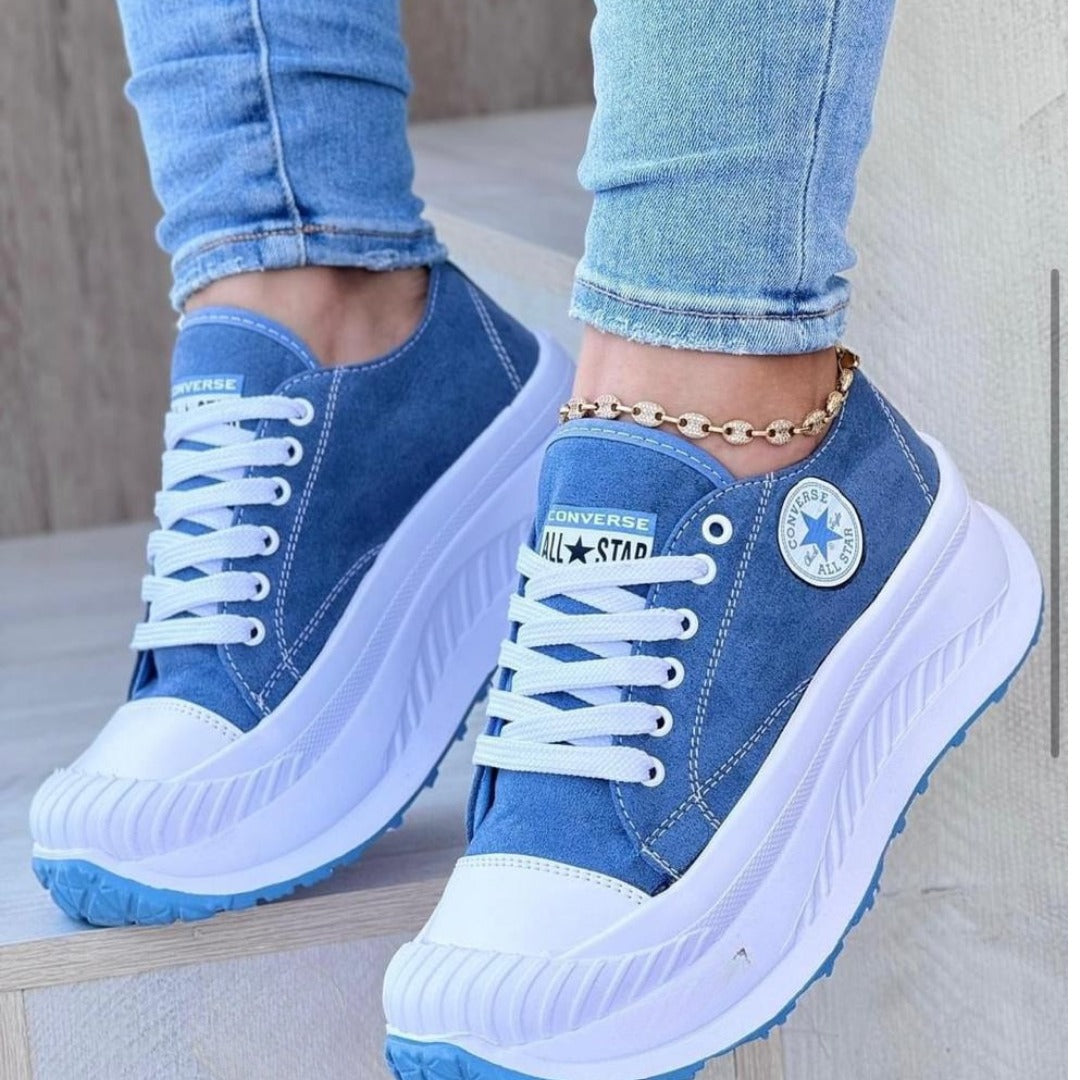 Tenis de dama estilo plataforma con suela alta