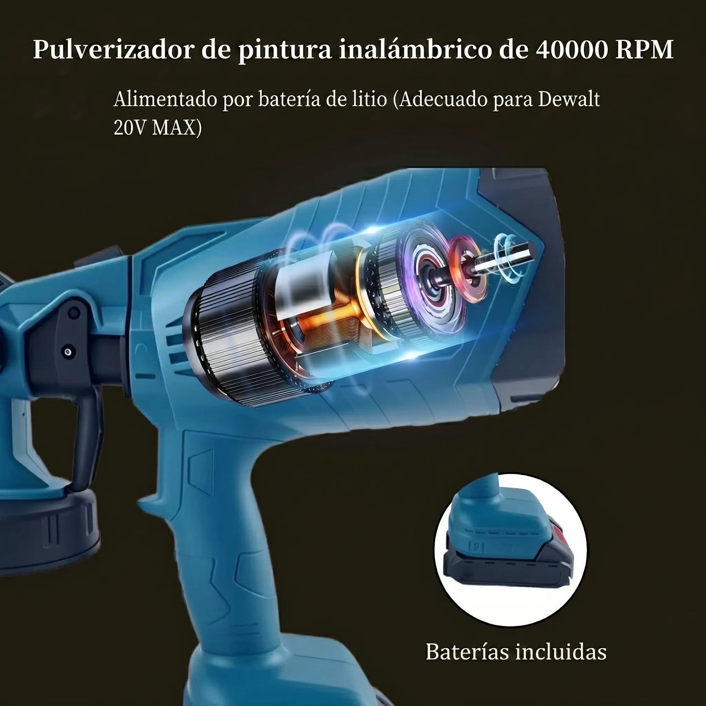 Pistola De Pintura Inalámbrica 2 Bateria