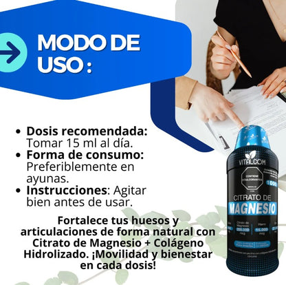 Citrato de Magnesio Vitalcom 1000 ml – Bienestar Natural para Músculos y Huesos
