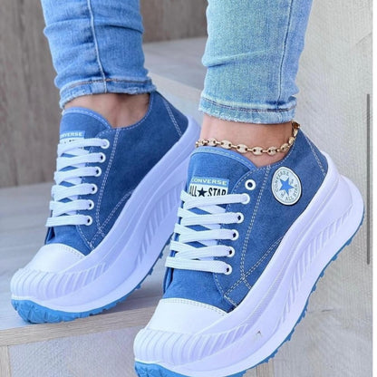 Tenis de dama estilo plataforma con suela alta