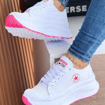 Tenis de dama estilo plataforma con suela alta