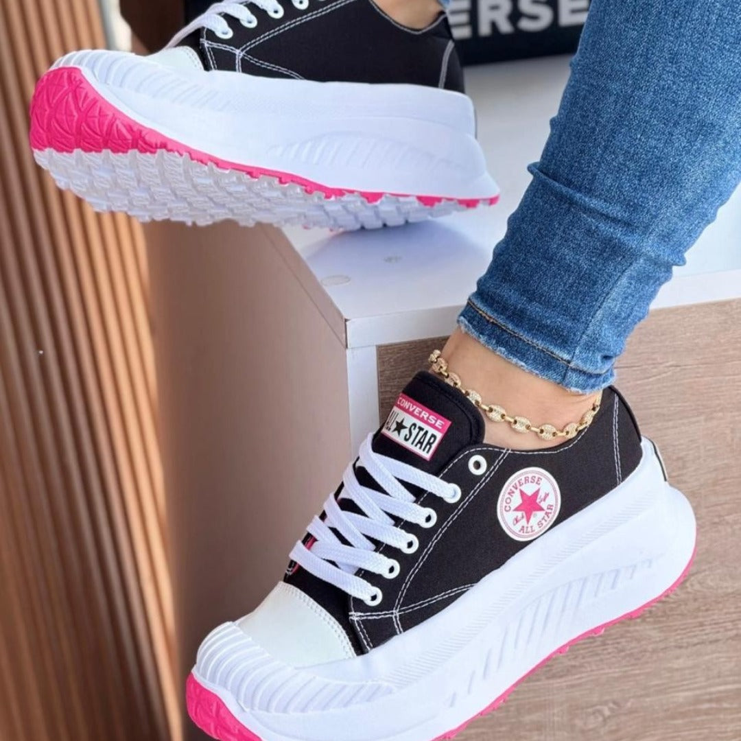 Tenis de dama estilo plataforma con suela alta