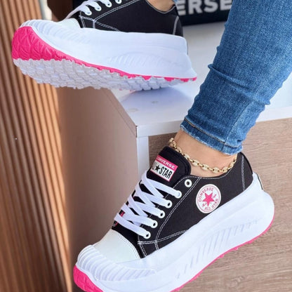 Tenis de dama estilo plataforma con suela alta
